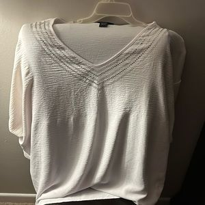 Ashley Stewart white shite with silver rhinestones